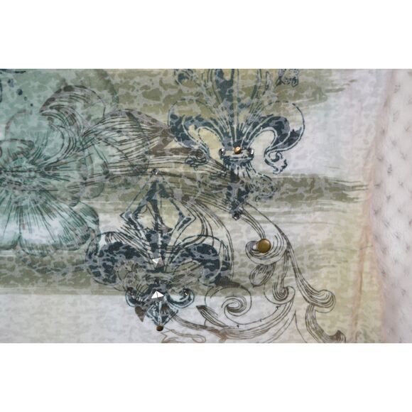 Rock & Republic Women's XL Cream Studded Grunge Top - Picture 5 of 13